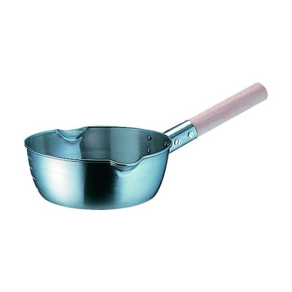 18-8木柄計量雪平鍋(両口・目盛付) AYK10015 1個