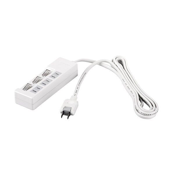 2ピン式電源タップ 3個口タイプ 雷サージ防止/個別スイッチ付 2m ホワイト BSTAPSW2320WH 1点
