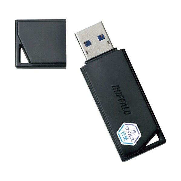 バッファロー USB3.2(Gen1) 抗ウイルス.抗菌USBメモリー 128GB ブラック RUF3-KVB128G-BK 1点