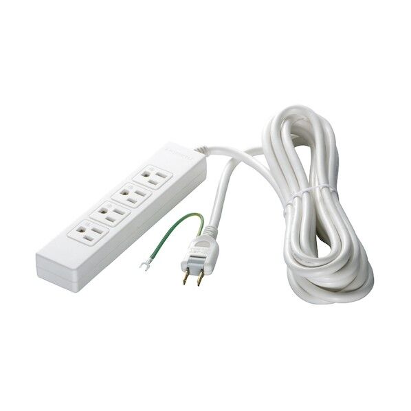 3ピン式電源タップ 4個口タイプ 2m ホワイト