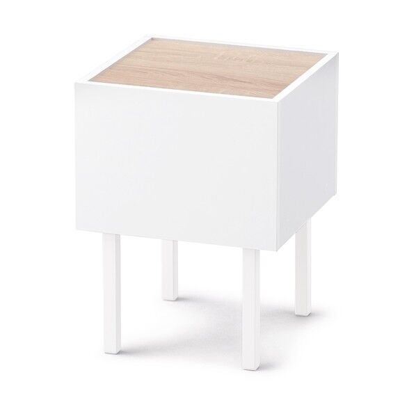 ウッド サイドテーブル ウォームホワイト/ライトナチュラル WST-300 1個