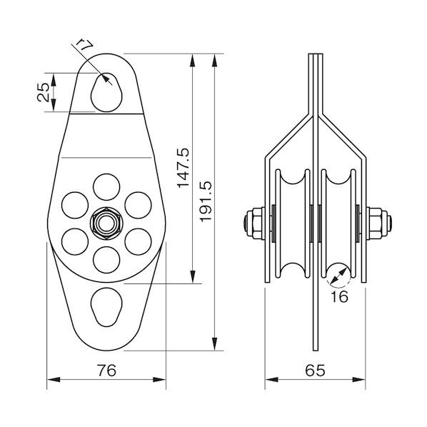 伊藤製作所 ツインプーリー PL-70T 1個