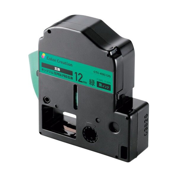 テプラPRO用互換テープ 黒文字 グリーンパステル 8m 12mm幅 CTC-KSC12G 1個