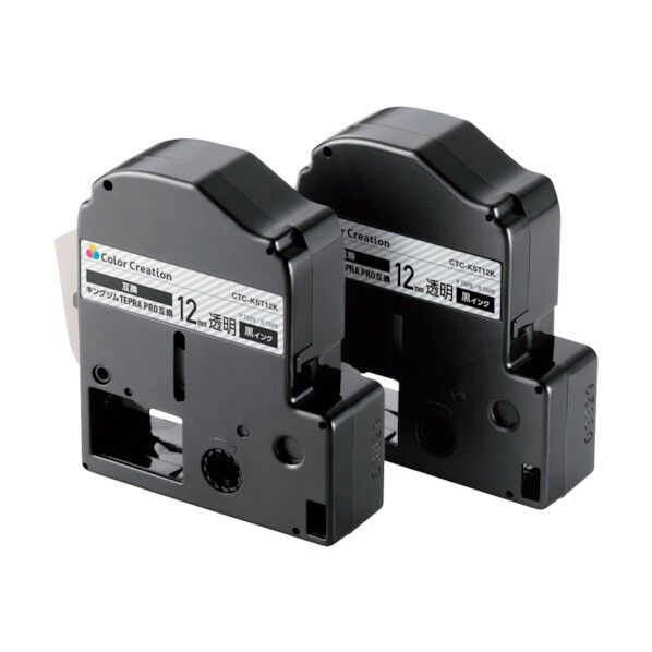 テプラPRO用互換テープ 透明 黒文字 8m 12mm幅 2個パック CTC-KST12K-2P 1パック