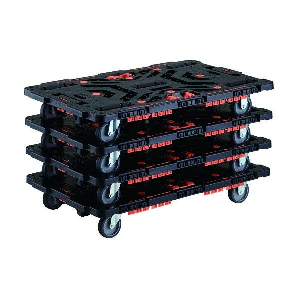 光 連結式樹脂製平台車 ビートル 900X600 自在3輪 柵 とめたろう付 まとめ買い4台 BT900KJ3-E100T-M4 4点...