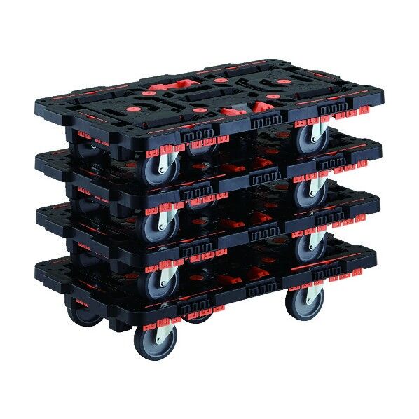 光 まとめ買い 連結式樹脂製平台車 ビートル 700X450 自在5輪 柵 とめたろう付 4台セット BT700KJ5-E100T-M4 4点