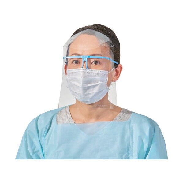 ハクゾウファインガード フェイスシールドセット レギュラータイプ(フレームブルー1本・シールド5枚)