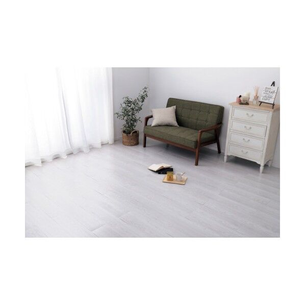 貼ってはがせる ウッド調フロアタイル 12枚組 W0412P ホワイト 914×152×3