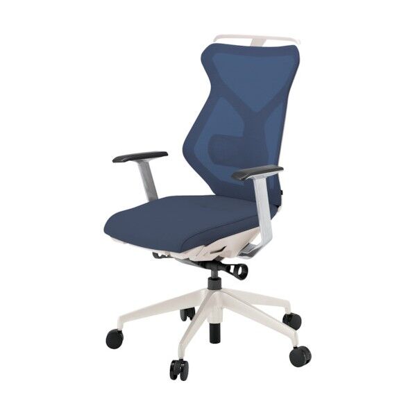 セクアチェア ハイバック ベースカラーWW T型肘 ハンガー付 張地 ネイビーブルー