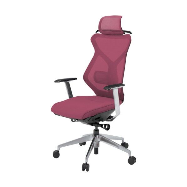 セクアチェア エクストラハイバック ベースカラーZT T型肘 ハンガー付 張地 ラズベリーレッド