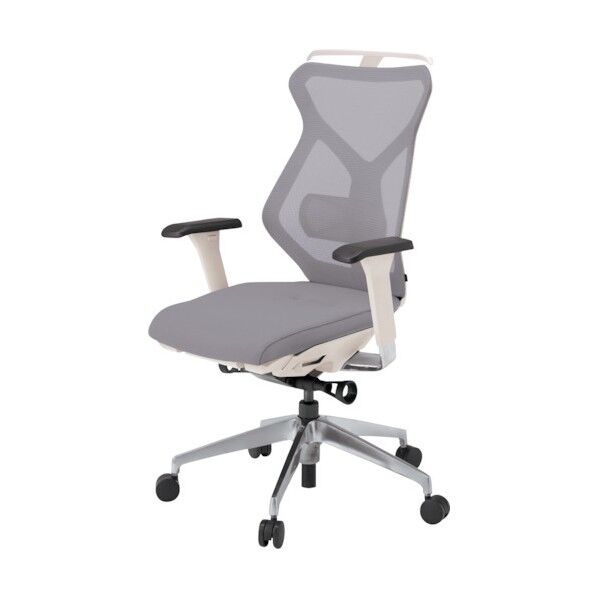 セクアチェア ハイバック ベースカラーZW アジャスタブル肘 ハンガー付 張地 ライトグレー KG-367JVH1-ZWW6 1点