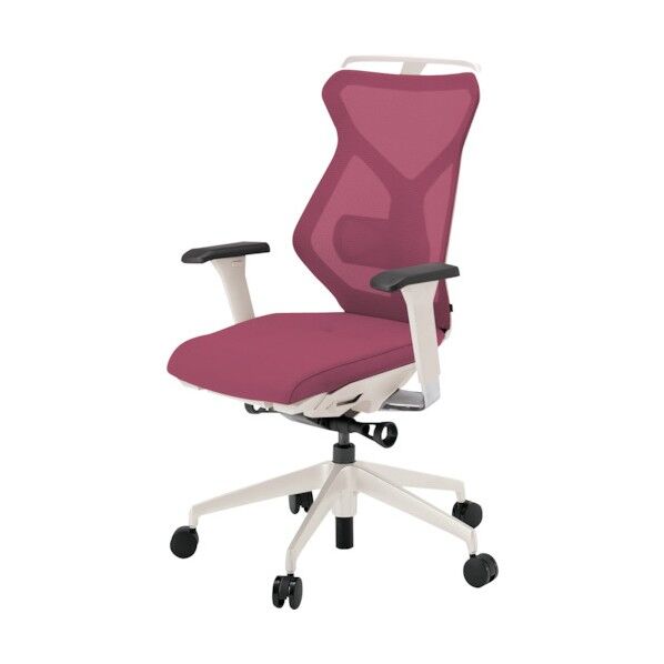 セクアチェア ハイバック ベースカラーWW アジャスタブル肘 ハンガー付 張地 ラズベリーレッド KG-367JVH1-WWM4 1点