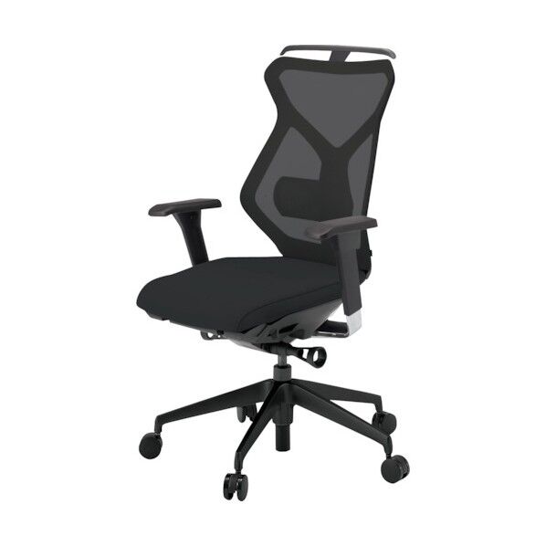 セクアチェア ハイバック ベースカラーTT アジャスタブル肘 ハンガー付 張地 ブラック KG-367JVH1-TTT1 1点