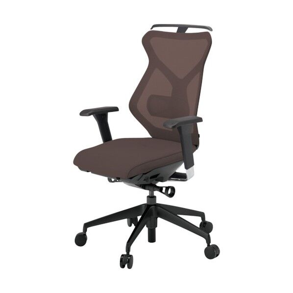 セクアチェア ハイバック ベースカラーTT アジャスタブル肘 ハンガー付 張地 チョコレートブラウン