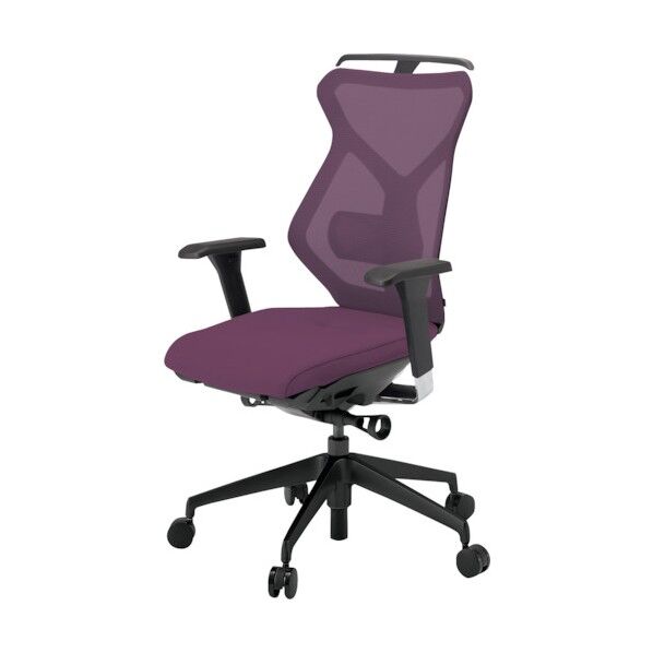 セクアチェア ハイバック ベースカラーTT アジャスタブル肘 ハンガー付 張地 プラムパープル