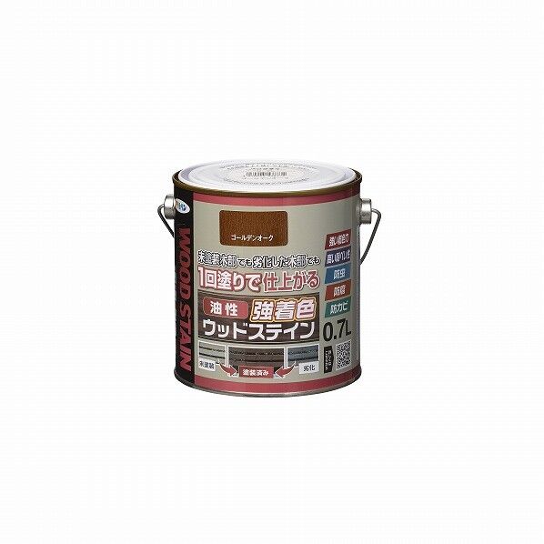 アサヒペン 油性強着色ウッドステイン 0.7L ゴールデンオーク 1缶...