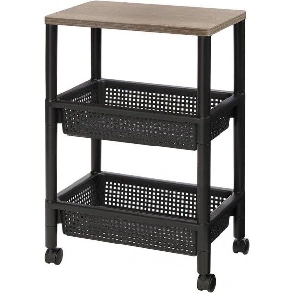 ウッドスタイルワゴン ブラック 46×30×70cm F49001 1個