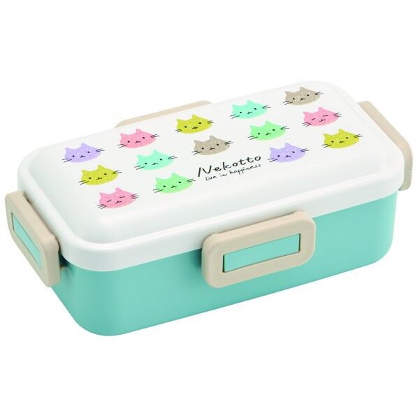 抗菌 食洗機対応 ふわっと弁当箱 18.6×10.8×6.2cm ねこっと カラフル PFLB6AG 1個