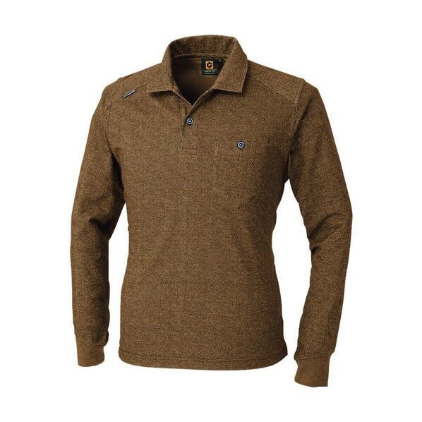 デニムフィール長袖ポロ キャメル 4Lサイズ G-9128-14-4L 1点