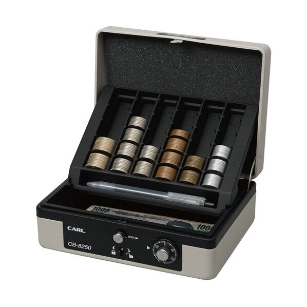 手提げ金庫 キャッシュボックス A6サイズ グレー CB-8250-D 1点