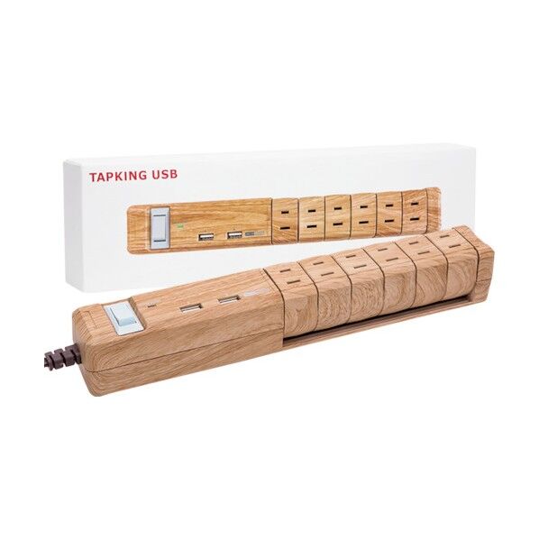 TAPKING USB AC6個口 3.4A USB 2ポート ベージュウッド PT601BEWD 1個
