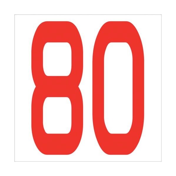 カッティングステッカー 数字80 文字高100mm 赤 6300005881 1点