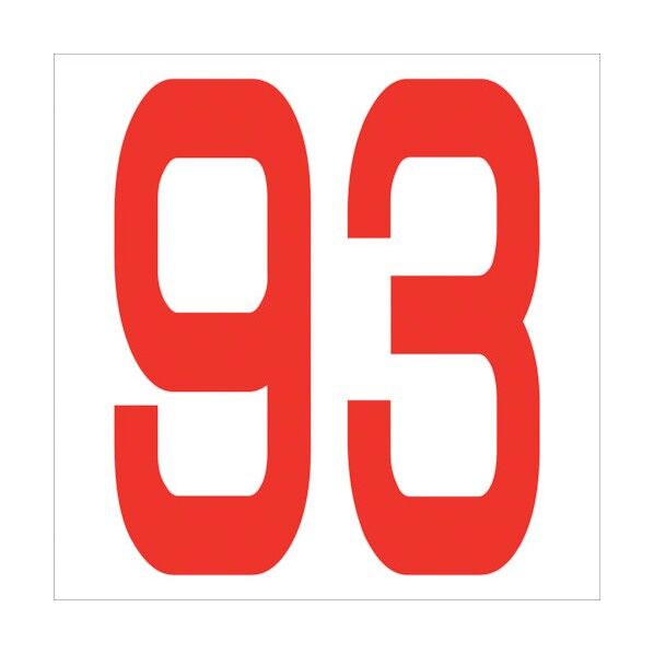 カッティングステッカー 数字93 文字高100mm 赤 6300005894 1点