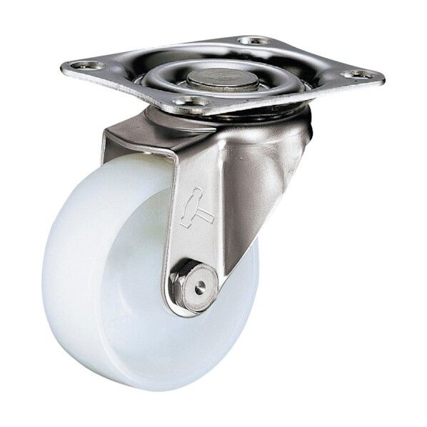 プレート式キャスター 320SA 旋回式 ナイロン車輪(ローラーベアリング) オールステンレス