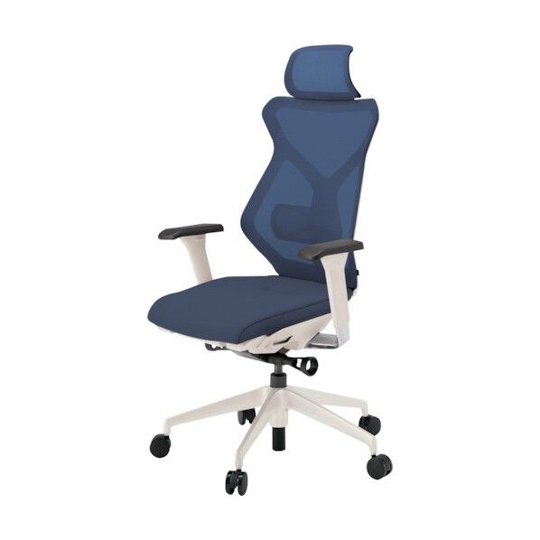 セクアチェア エクストラハイバック ベースカラーWW アジャスタブル肘 張地 ネイビーブルー