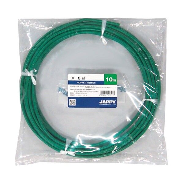 ビニル絶縁電線 IV 8 SQ GR 30M JP 1点
