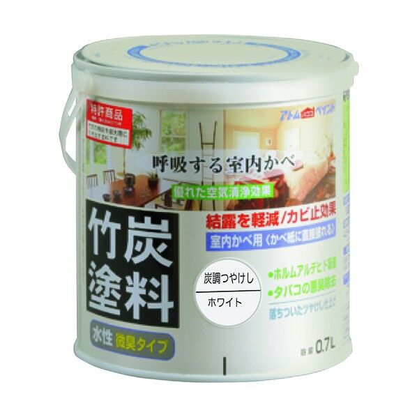 水性竹炭塗料 炭調ホワイト 0.7L 1