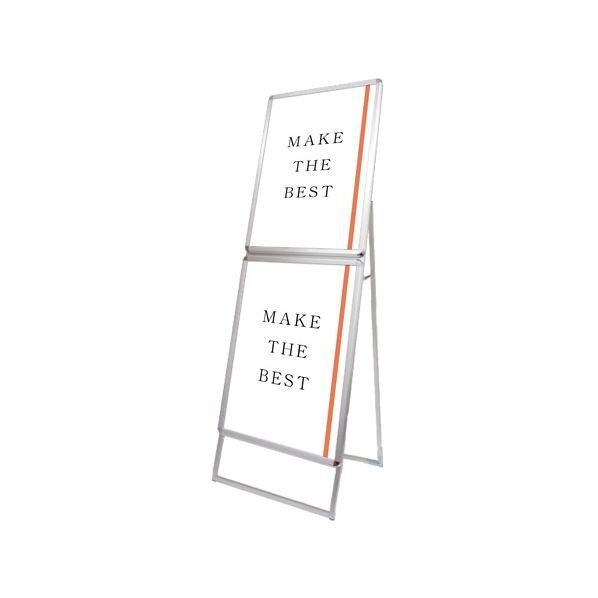 ポスターグリップスタンド看板コンビ(屋外用) A2A2片面シルバー