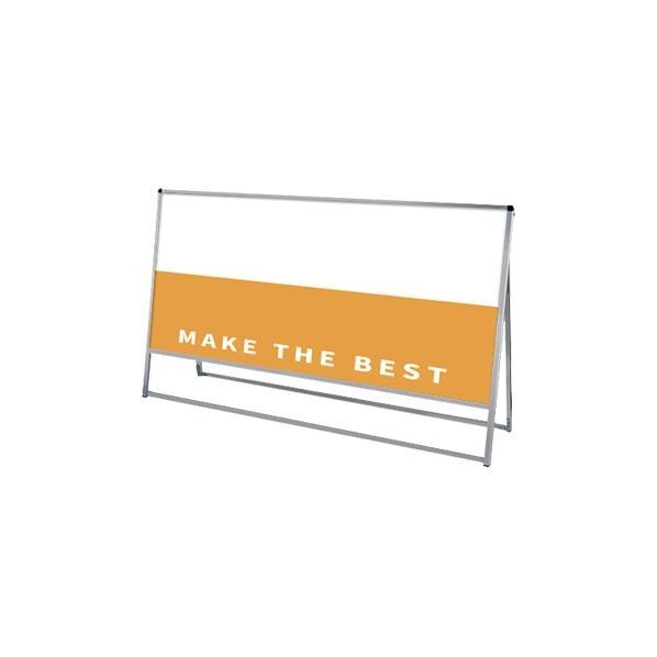 バリウススタンド看板 アルミ複合板タイプ 1800×900片面 シルバー 1836×405×1080mm VASKAP1800X900K 1点