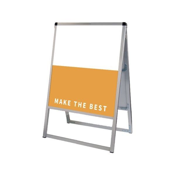 バリウススタンド看板 アルミ複合板タイプ 450×600両面 シルバー 486×415×790mm VASKAP450X600R 1点