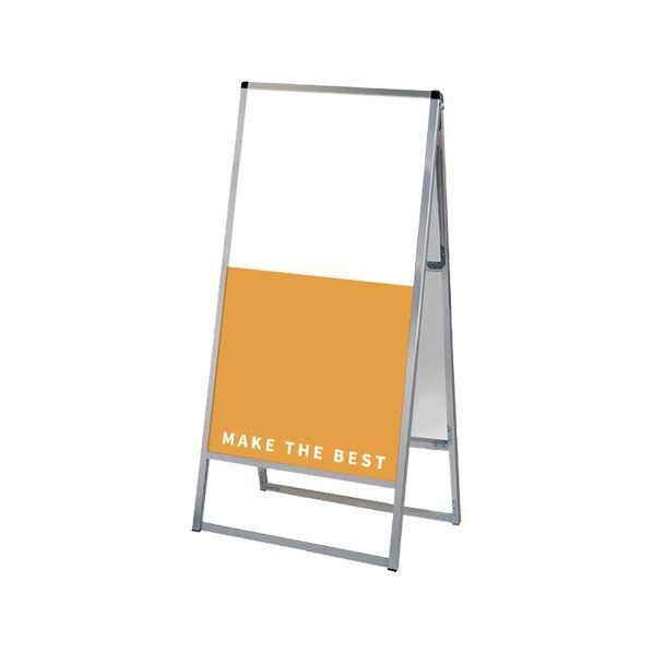 バリウススタンド看板 アルミ複合板タイプ 600×1200両面 シルバー 636×680×1375mm VASKAP600X1200R 1点