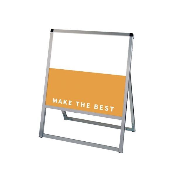 バリウススタンド看板 アルミ複合板タイプ 600×600片面 シルバー 636×320×790mm VASKAP600X600K 1点