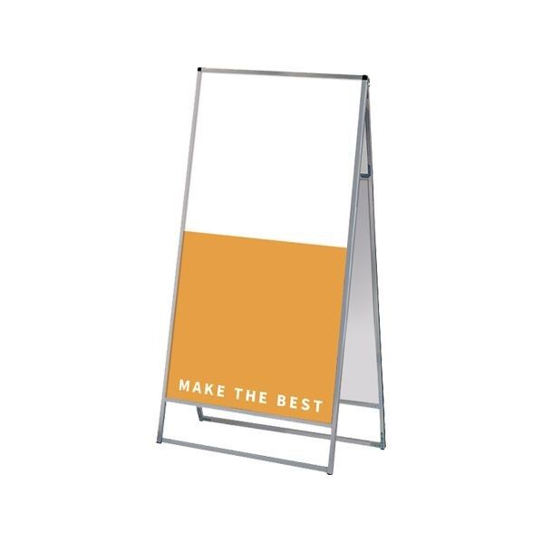 バリウススタンド看板 アルミ複合板タイプ 900×1800両面 シルバー 936×930×1860mm VASKAP900X1800R 1点