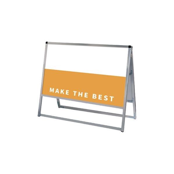 バリウススタンド看板 アルミ複合板タイプ 900×450両面 シルバー 936×370×695mm VASKAP900X450R 1点