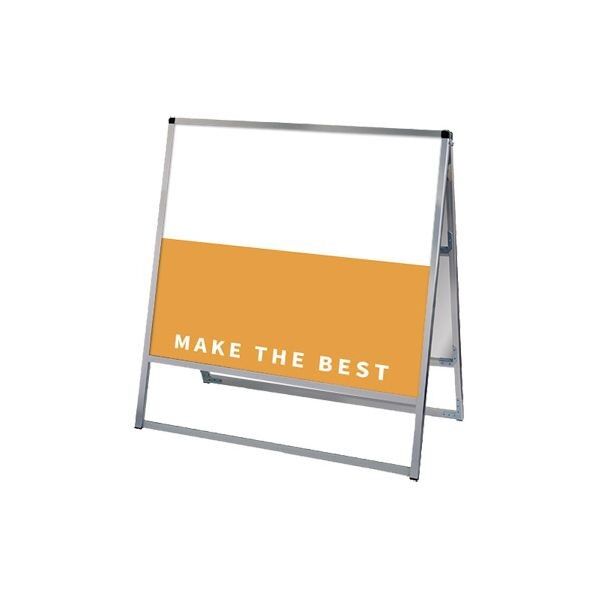 バリウススタンド看板 アルミ複合板タイプ 900×900両面 シルバー 936×540×1080mm VASKAP900X900R 1点