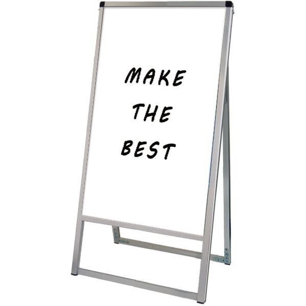 バリウススタンド看板ホワイトボードタイプ 450×900片面 シルバー 486×405×1080mm VASKWB450X900K 1点