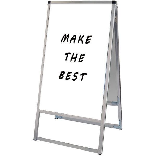バリウススタンド看板ホワイトボードタイプ 450×900両面 シルバー 486×540×1080mm VASKWB450X900R 1点