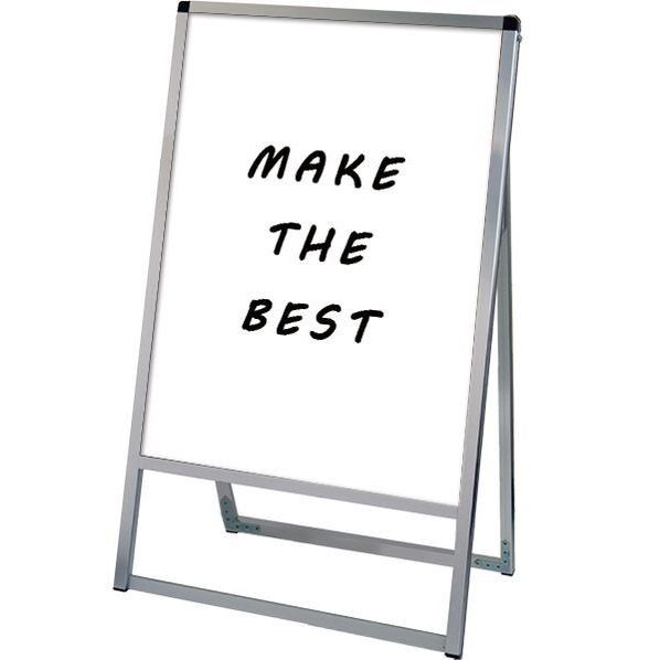 バリウススタンド看板ホワイトボードタイプ 600×900片面 シルバー 636×405×1080mm VASKWB600X900K 1点