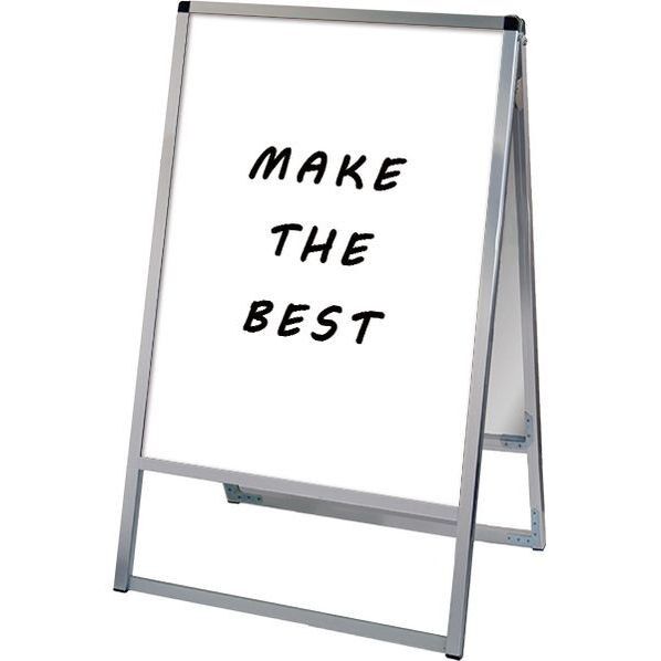 バリウススタンド看板ホワイトボードタイプ 600×900両面 シルバー 636×540×1080mm VASKWB600X900R 1点