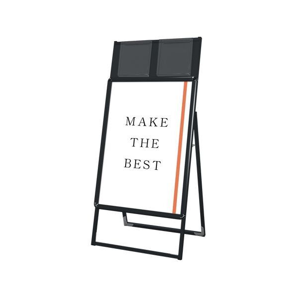 ポスターグリップスタンド看板カタログケース付(屋内用) A1片面ブラック ブラック 644×480×1275mm PGSKKA1KB 1点