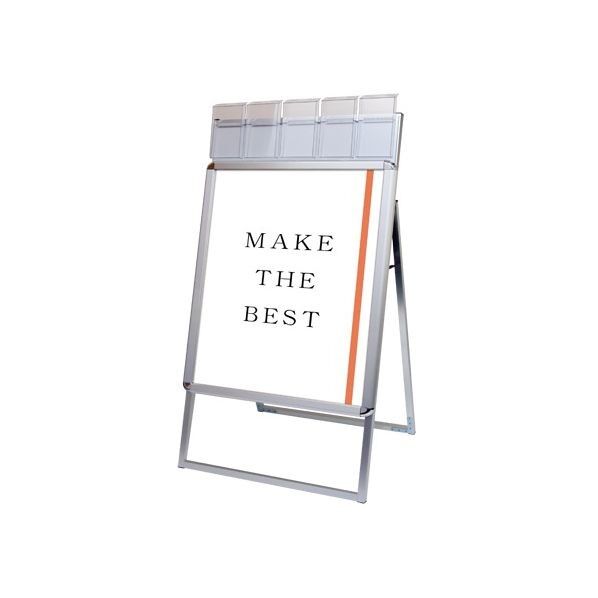 ポスターグリップスタンド看板パンフレットケース付(屋外用) A1片面シルバー シルバー 644×480×1360mm PGSKPA1KSG 1点