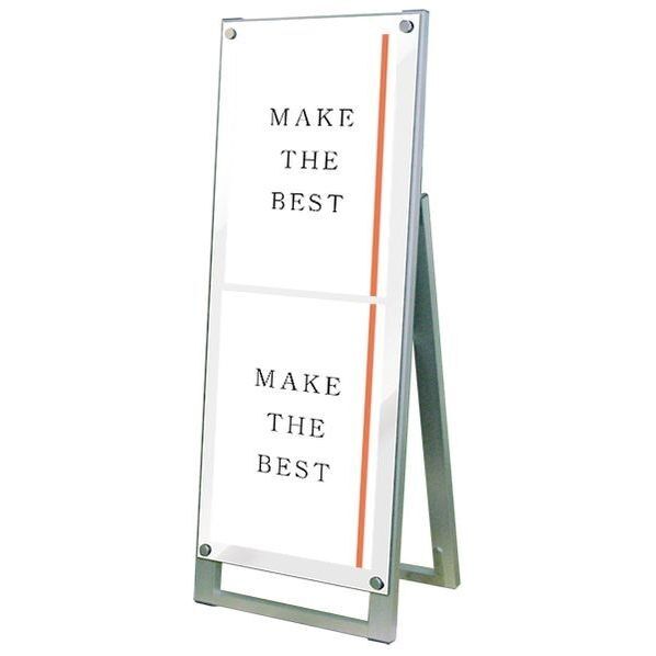 ポスター用スタンド看板 A3縦縦片面ホワイト シルバー 380×395×970mm PSSKA3TTKW 1点
