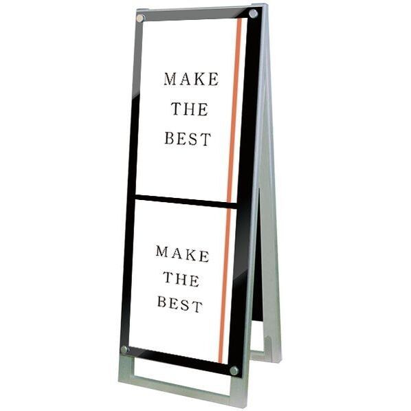 ポスター用スタンド看板 A3縦縦両面ブラック シルバー 380×520×970mm PSSKA3TTRB 1点