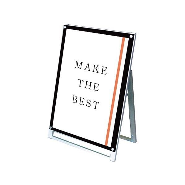 ポスター用スタンド看板マグネジ A1ロウ片面ブラック シルバー 674×395×970mm PSSKMNA1LKB 1点