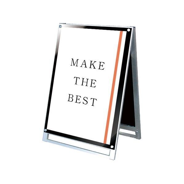 ポスター用スタンド看板マグネジ A1ロウ両面ブラック シルバー 674×520×970mm PSSKMNA1LRB 1点