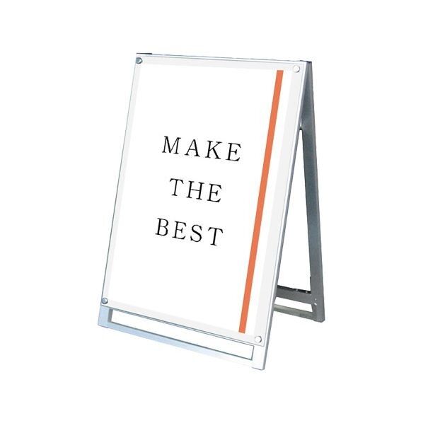 ポスター用スタンド看板マグネジ A1ロウ両面ホワイト シルバー 674×520×970mm PSSKMNA1LRW 1点